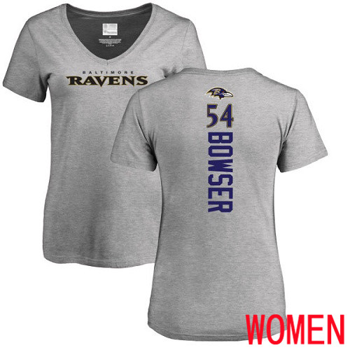 Baltimore Ravens Ash Women Tyus Bowser Backer V-Neck NFL Football #54 T Shirt